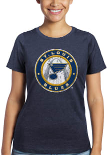 St Louis Blues Womens Navy Blue Triblend Crew Neck Short Sleeve T-Shirt