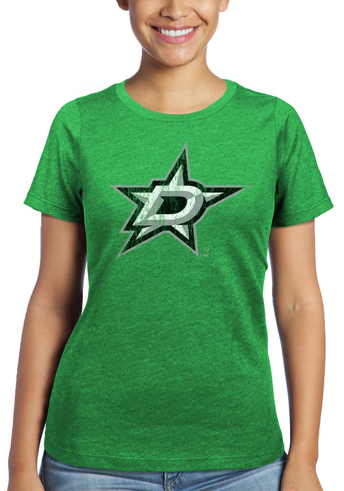 Dallas Stars Womens Green Triblend Crew Neck Short Sleeve T-Shirt