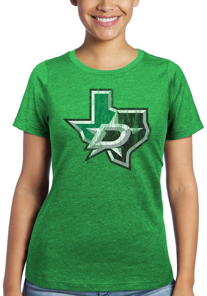 Dallas Stars Womens Green Triblend Crew Neck Short Sleeve T-Shirt