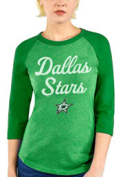 Dallas Stars Womens Green Triblend 3/4 Raglan Crew Neck LS Tee