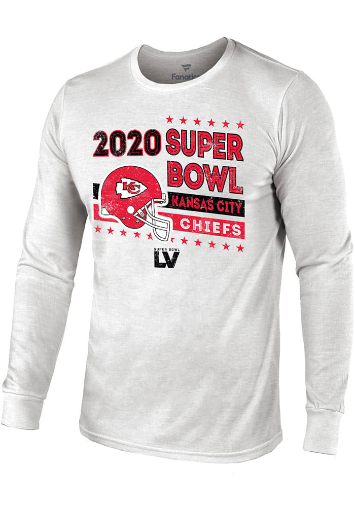 Kansas City Chiefs White Super Bowl LV Triple Option Long Sleeve Fashion T Shirt