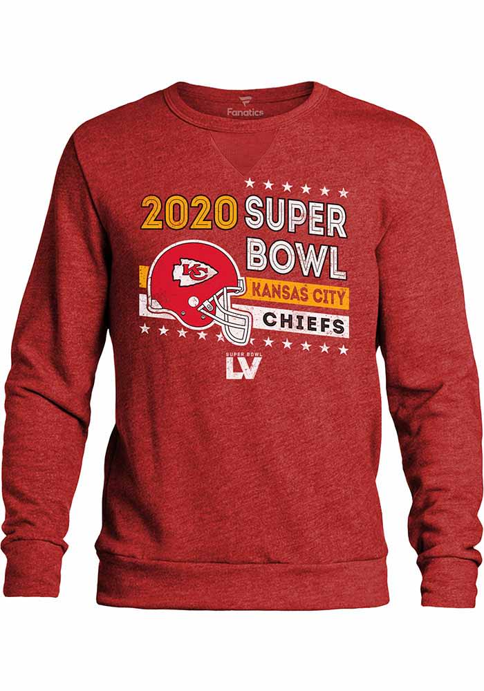 Kansas City Chiefs Mens Red Super Bowl LV Triple Option Long Sleeve Fashion Sweatshirt