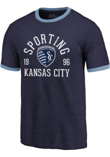 Sporting Kansas City Navy Blue Ball Hog Ringer Short Sleeve Fashion T Shirt