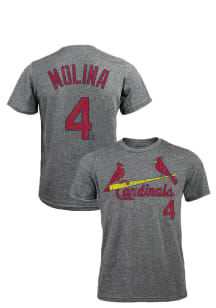 Yadier Molina St Louis Cardinals Grey Distressed Short Sleeve Fashion Player T Shirt