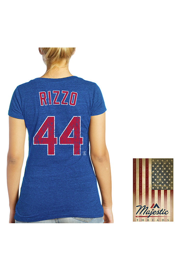 Anthony Rizzo Chicago Cubs Womens Blue Womens Triblend V-Neck Player T-Shirt