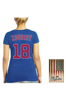 Ben Zobrist Chicago Cubs Womens Blue Womens Triblend V-Neck Player T-Shirt