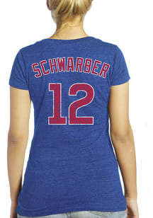Kyle Schwarber Chicago Cubs Womens Blue Womens Triblend V-Neck Player T-Shirt