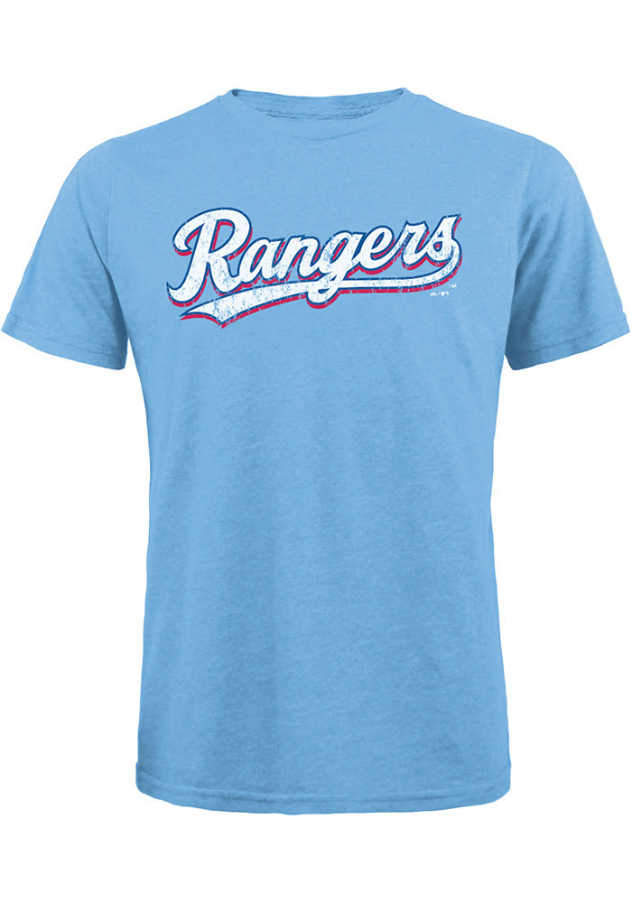 Texas Rangers Light Blue Alt Wordmark Long Sleeve Fashion T Shirt