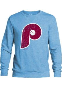 Philadelphia Phillies Mens Light Blue Coop Logo Long Sleeve Fashion Sweatshirt