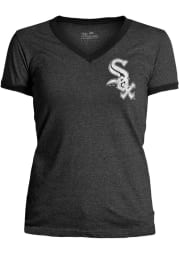 Chicago White Sox Womens Black Ringer Short Sleeve T-Shirt