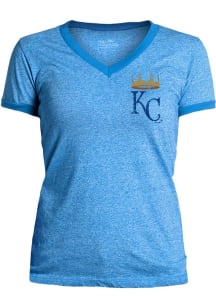 Kansas City Royals Womens Light Blue Ringer Short Sleeve T-Shirt