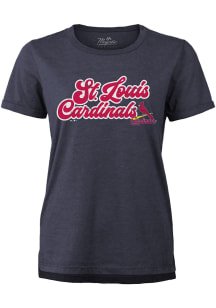 St Louis Cardinals Womens Navy Blue Boyfriend Short Sleeve T-Shirt