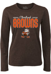 Brownie Majestic Threads Cleveland Browns Womens Brown Positive LS Tee