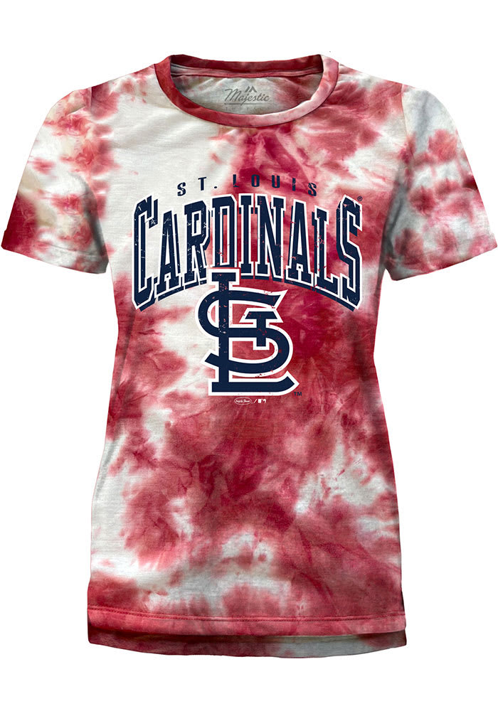 Industry Rag St Louis Cardinals Women's Red Tie Dye Short Sleeve T-Shirt, Red, 96% POLYESTER/4% SPANDEX, Size S, Rally House