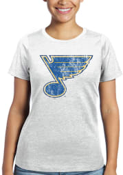 St Louis Blues Womens White Triblend Crew Neck Short Sleeve T-Shirt