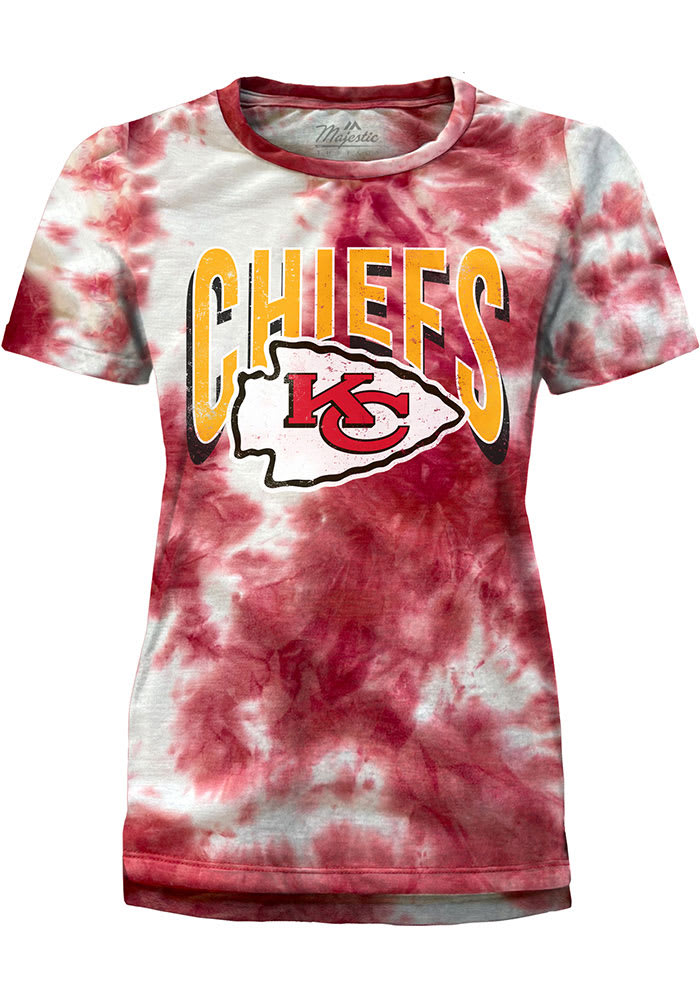 Kansas City Chiefs Womens Red Tie Dye Short Sleeve T-Shirt