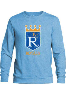 Kansas City Royals Mens Light Blue Coop Logo Long Sleeve Fashion Sweatshirt