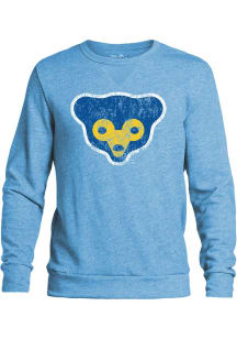 Chicago Cubs Mens Light Blue Coop Logo Long Sleeve Fashion Sweatshirt
