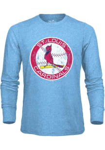 St Louis Cardinals Light Blue Coop Logo Long Sleeve Fashion T Shirt