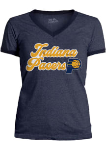 Indiana Pacers Womens Navy Blue Ringer Short Sleeve T-Shirt