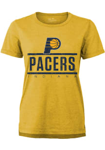 Indiana Pacers Womens Yellow Boyfriend Short Sleeve T-Shirt