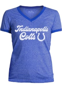 Indianapolis Colts Womens Blue Ringer Short Sleeve T-Shirt