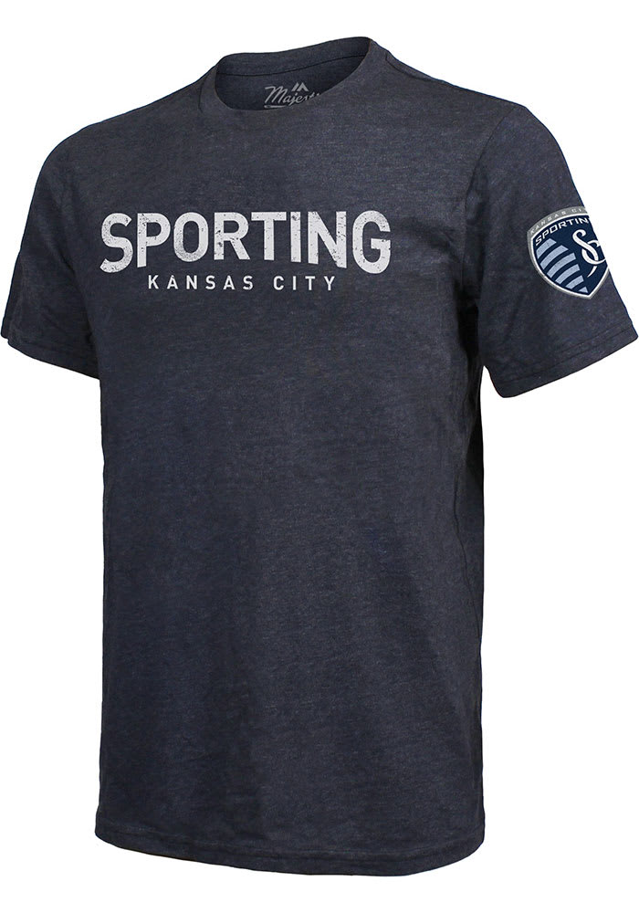 Sporting Kansas City Navy Blue Wordmark Short Sleeve Fashion T Shirt