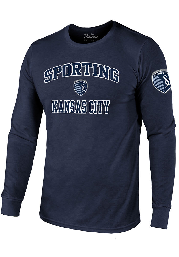 Sporting Kansas City Navy Blue Heart and Soul Long Sleeve Fashion T Shirt