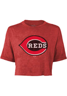 Cincinnati Reds Womens Red Triblend Short Sleeve T-Shirt