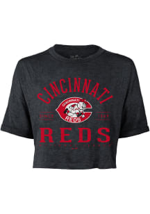 Cincinnati Reds Womens Black Field Goal Short Sleeve T-Shirt