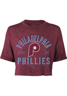 Philadelphia Phillies Womens Maroon Field Goal Short Sleeve T-Shirt