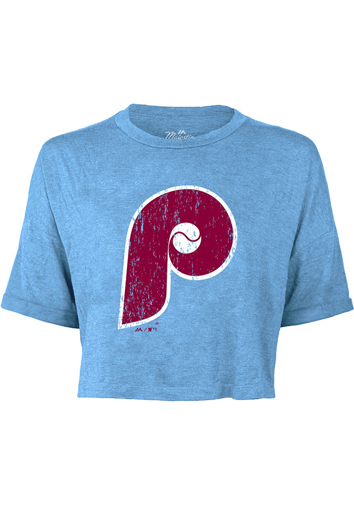 Industry Rag Philadelphia Phillies Women's Light Blue Triblend Short Sleeve T-Shirt, Light Blue, 50% Polyester / 38% Cotton / 12% Rayon, Size XL, Rally House