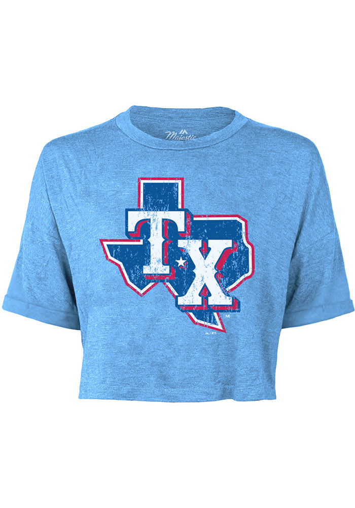 Texas Rangers Womens Light Blue Field Goal Short Sleeve T-Shirt