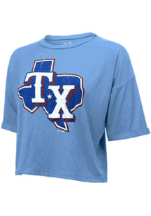 Texas Rangers Womens Light Blue Alt Cap Short Sleeve T-Shirt