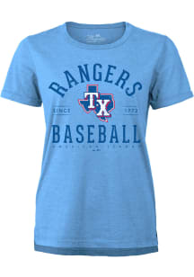 Texas Rangers Womens Light Blue Field Goal Short Sleeve T-Shirt