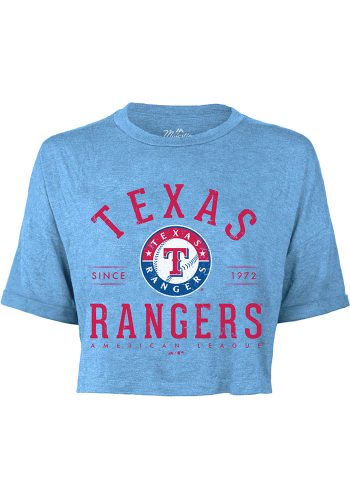 Texas Rangers Light Blue Coop Logo Short Sleeve Fashion T Shirt