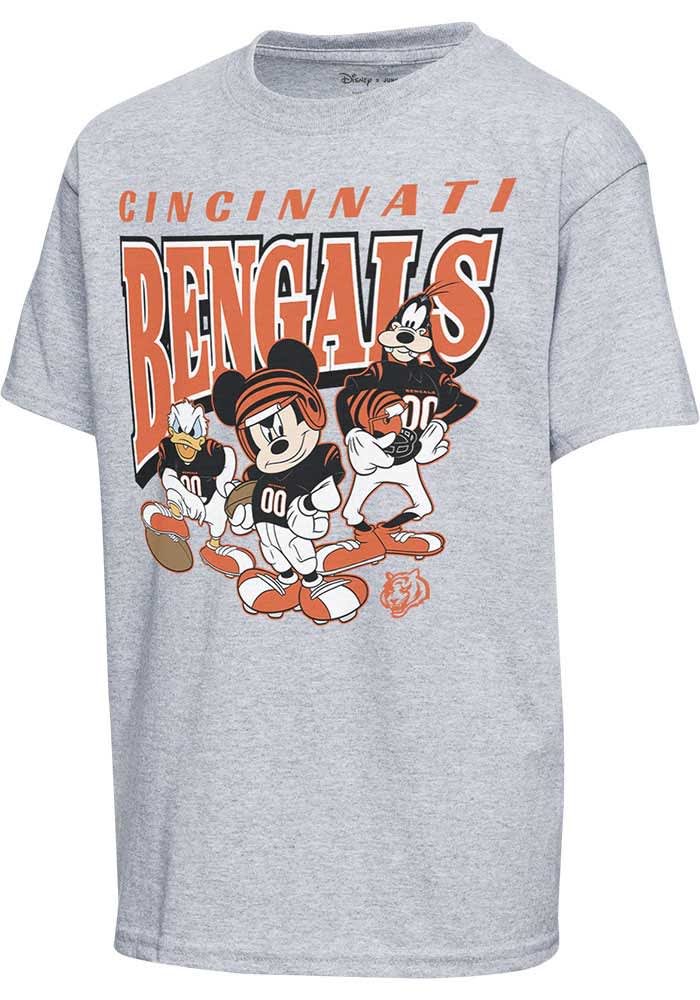 Junk Food Clothing Cincinnati Bengals Youth Grey Mickey Huddle Up Short Sleeve T-Shirt