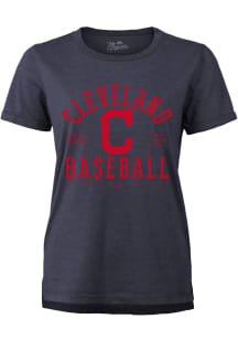Cleveland Indians Womens Navy Blue Boyfriend Short Sleeve T-Shirt