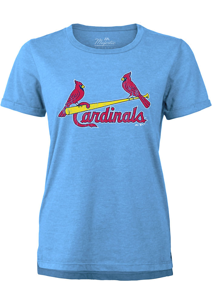 St Louis Cardinals Womens Light Blue Boyfriend Short Sleeve T-Shirt