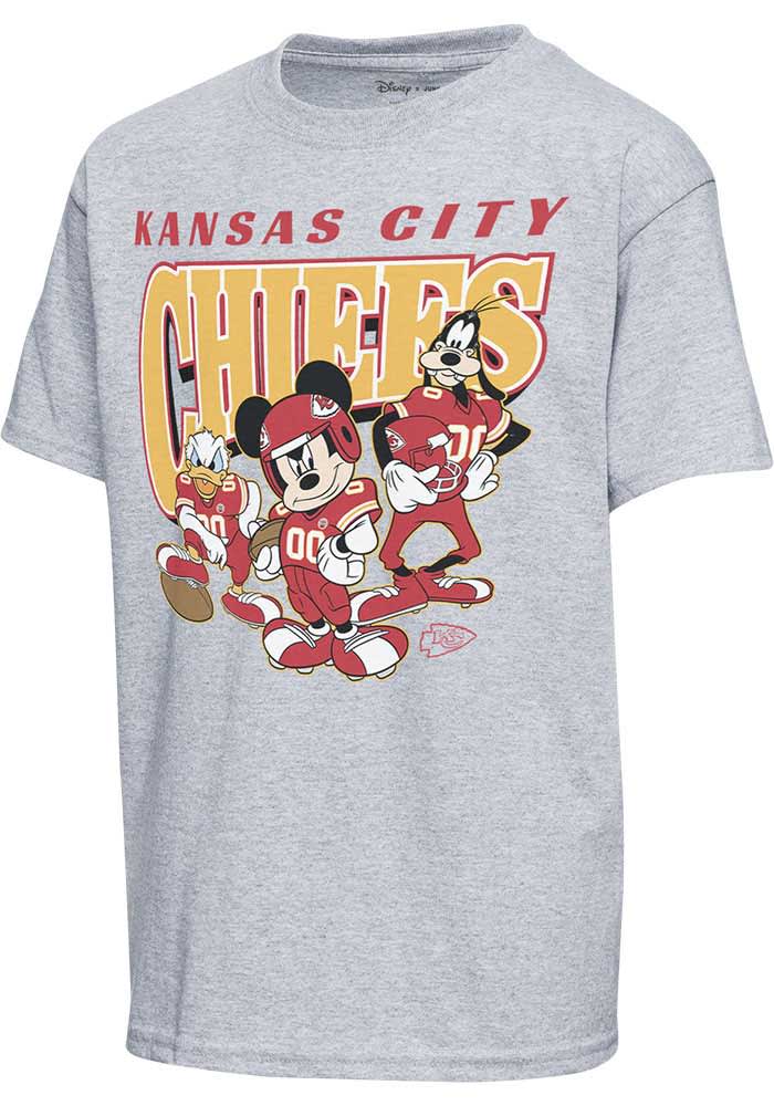 Junk Food Clothing Kansas City Chiefs Youth Grey Mickey Huddle Up Short Sleeve T-Shirt