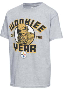 Junk Food Clothing Pittsburgh Steelers Youth Grey Wookie of The Year Short Sleeve T-Shirt
