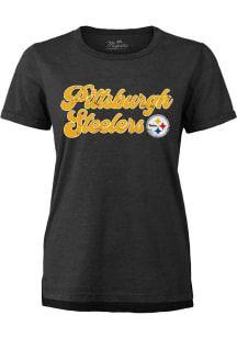 Pittsburgh Steelers Womens Black Funky Town Short Sleeve T-Shirt