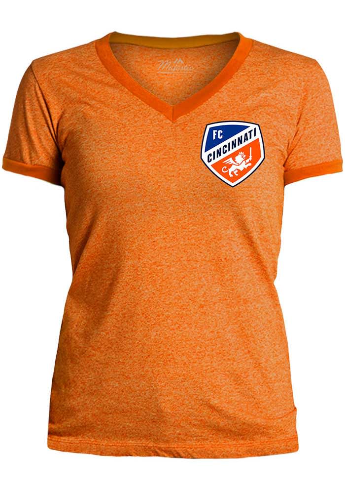 FC Cincinnati Womens Orange Ringer Short Sleeve T-Shirt