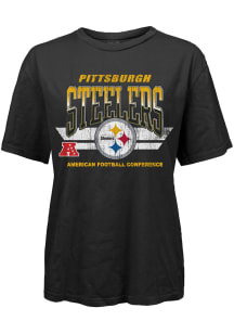 Pittsburgh Steelers Womens Black Vintage Short Sleeve T-Shirt