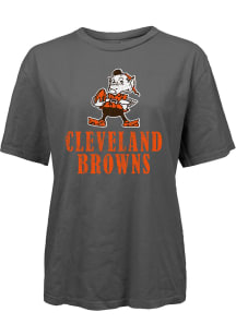Cleveland Browns Womens Grey Rainbow Short Sleeve T-Shirt
