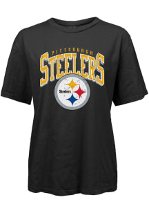 Pittsburgh Steelers Womens Black Burple Short Sleeve T-Shirt