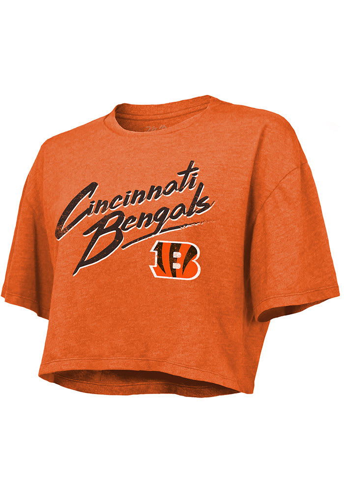 Cincinnati Bengals Womens Orange Dirty Dribble Short Sleeve T-Shirt