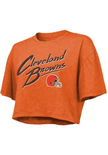 Cleveland Browns Womens Orange Dirty Dribble Short Sleeve T-Shirt
