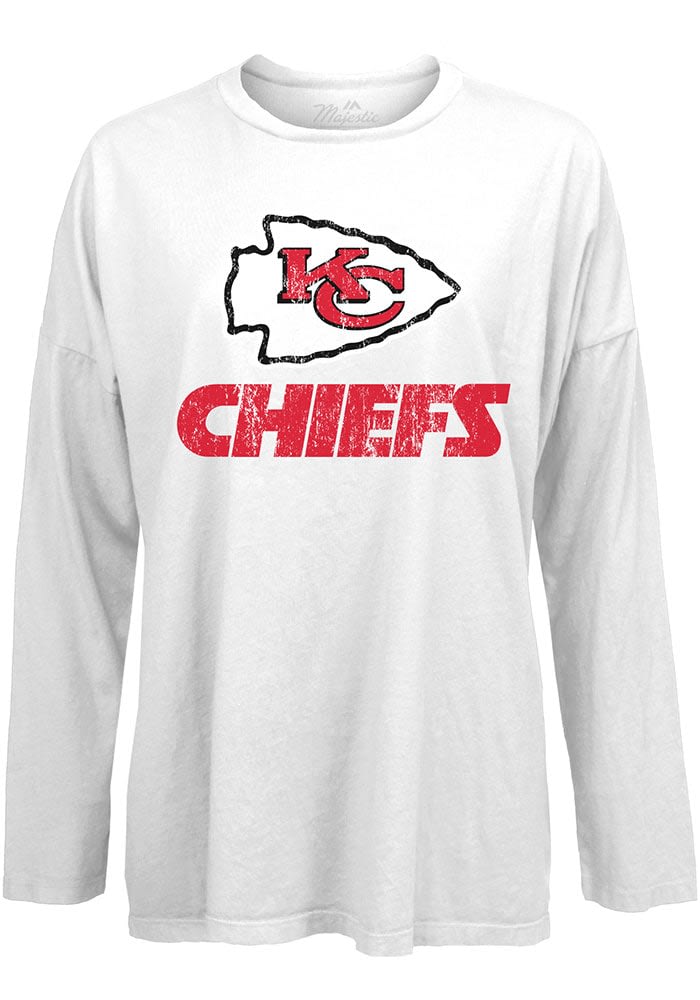 Kansas City Chiefs Womens Red Boyfriend Vintage LS Tee