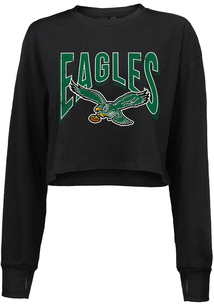 Philadelphia Eagles 11 Black Vintage Applique Long Sleeve Shirt by